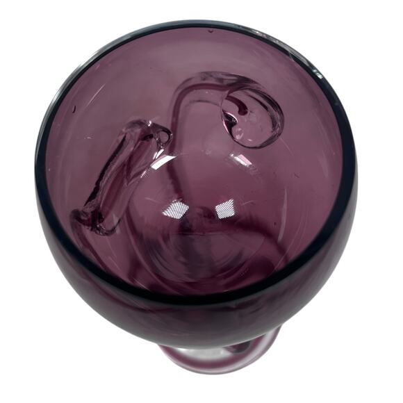 Vintage Jozefina Krosno MCM Jellyfish Glass Pedestal Bowl Wine Candle Amethyst - Picture 7 of 10